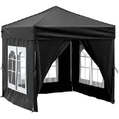vidaXL Tenda per feste pieghevole con pareti laterali nere 2x2 m