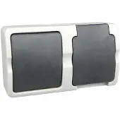 Ratio interruttore combinato con presa esterna IP54 10A 230V orizzontale grigio con protezione bambini