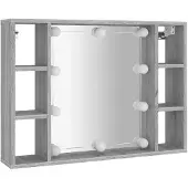 vidaXL Specchio con LED Grigio Sonoma 76x15x55 cm