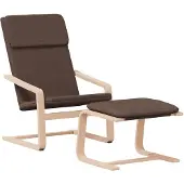 vidaXL Poltrona relax con sgabello in tessuto marrone scuro