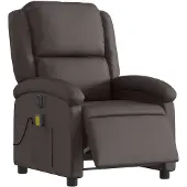 vidaXL Sedia da massaggio elettrica marrone scuro in vera pelle