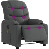 vidaXL Sedia da massaggio elettrica in tessuto grigio scuro