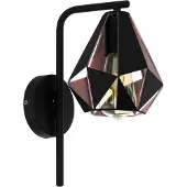 Eglo Applique Carlton, nero/rame con braccio