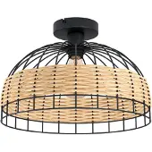 Eglo Plafoniera Anwick di acciaio con intreccio rattan