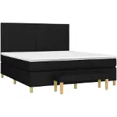 vidaXL Letto a molle con materasso nero 180x200 cm in tessuto