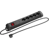 Lanberg SP1-05F-0150-BK Steckdosenleiste Übersp.-Schutz 5x m. Schalter 1.5m