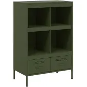 vidaXL Credenza verde oliva 68x39x101,5 cm acciaio