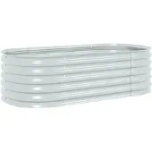 vidaXL Letto da giardino rialzato 160x80x44 cm Acciaio zincato Argento