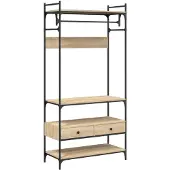 vidaXL Appendiabiti con cassetti in rovere Sonoma 89x39x184,5 cm