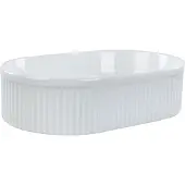 Beliani Lavabo da bagno in Vetroceramica bianca 49x31 cm ovale stile moderno