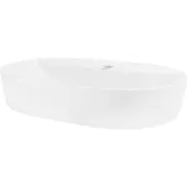 LuxeBath Lavabo Lavabo da appoggio ovale, 60x40x12 cm, bianco lucido, Vetroceramica