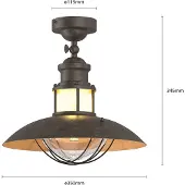 LINDBY Plafoniera Louisanne, marrone, metallo, Ø 35 cm