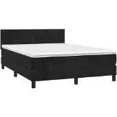 vidaXL Letto a molle con materasso nero 140x190 cm in velluto