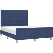 vidaXL Struttura letto senza materasso blu 140x190 cm tessuto