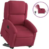 vidaXL Poltrona relax con supporto elettrico in velluto rosso vino