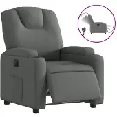 vidaXL Poltrona relax elettrica in tessuto grigio scuro