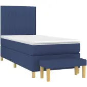vidaXL Letto a molle con materasso blu 90x200 cm in tessuto