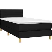 vidaXL Letto a molle con materasso nero 90x190 cm in tessuto
