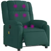 vidaXL Sedia da massaggio elettrica in tessuto verde scuro