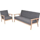 vidaXL Set di divani 2 pezzi in tessuto grigio scuro