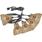 PR Home Sarah ghirlanda luminosa a 5 luci in rattan