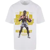 Mister tee Maglietta 'Rumble' marrone scuro / zafferano / grigio / bianco