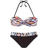 LASCANA Bikini blu fumo / castano / arancione / nero