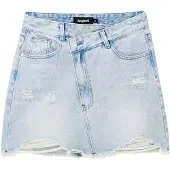 Desigual , Minigonna denim vita incrociata, Cotone, Blu, XL