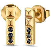 Police Gold-plated Orecchini Bars with black crystals PEJLE2010501