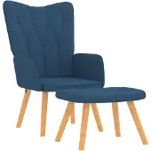 vidaXL Poltrona relax con sgabello in tessuto blu