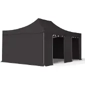 TOOLPORT 4x6m gazebo pieghevole PES con laterali, PROFESSIONAL alluminio, nero