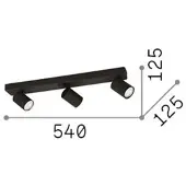 Ideal Lux Rudy Faretto rotondo da soffitto, nero, a 3 luci, metallo
