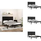vidaXL Letto in legno massiccio nero 150x200 cm - Letti & reti