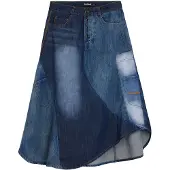 Desigual , Gonna patchwork in denim, Cotone, Blu, XS
