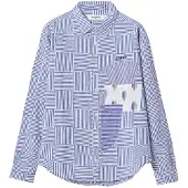 Desigual , Camicia patchwork righe, Cotone, Blu, L