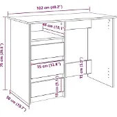 vidaXL Scrivania bianca 102x50x75 cm materiale a base di legno