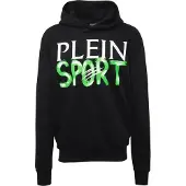 Plein sport Felpa con cappuccio in cotone con logo a contrasto e tasche America