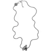Diesel Collana 'Double Pendant' nero / argento