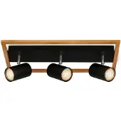 Briloner Spot soffitto Frey telaio legno GU10 nero 3 luci