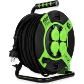 REV Avvolgicavo in plastica 40m IP 44 a 4 vie nero verde