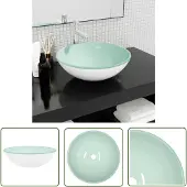 The Living Store Lavabo in vetro temperato 42x14 cm Bianco