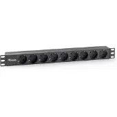 Equip 333282 Steckdosenleiste 19"(1HE)9fach Schukon,1,8m Kabel sw