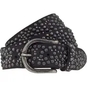 B.belt Cintura con borchie Vera Pelle 85 cm nero