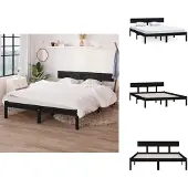 vidaXL Letto in legno massiccio nero 120x190 cm - Letti & reti