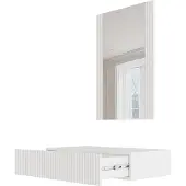 Cama Mobiletto da bagno con specchio, modello PAFOS, dimensioni 80x41,6x100 cm, colore bianco opaco