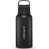 LifeStraw Go Nordic Noir GOST-1L-NOIR Stainless Steel, bottiglia con filtro a 2 fasi, 1L