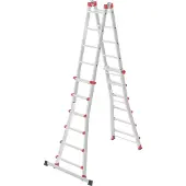 Hailo Scala multifunzione M80 in alluminio - Scala multiuso con 4 x 6 pioli - Regolabile grazie a 2 giunti di sicurezza - Altezza di lavoro fino a 675 cm - Peso 19,5 kg - Argento
