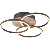TRIO Leuchten Plafoniera LED Circle 3 luci telecomando legno
