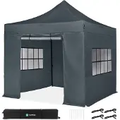Vonroc Gazebo Easy-Up - 3x3 m | Set incl. Pareti Laterali - Grigio