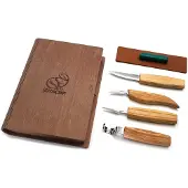 BeaverCraft Set of 4 Knives S09 Book, set per l'intaglio del legno con scatola in legno